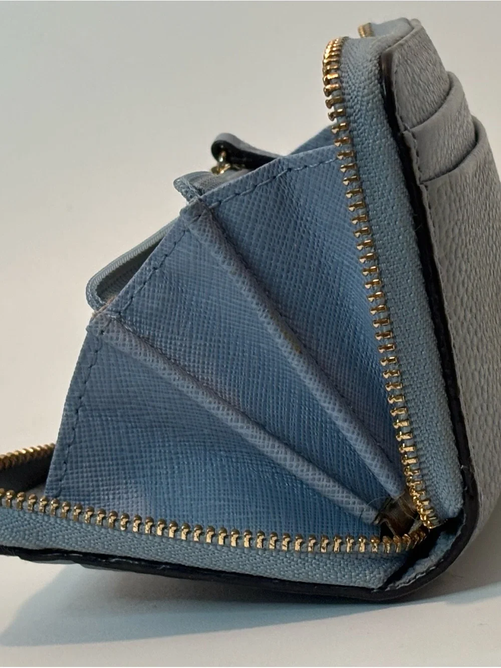 MICHAEL KORS ($138) Jet Set Travel Small  Steel Blue Pebbled Leather Wallet